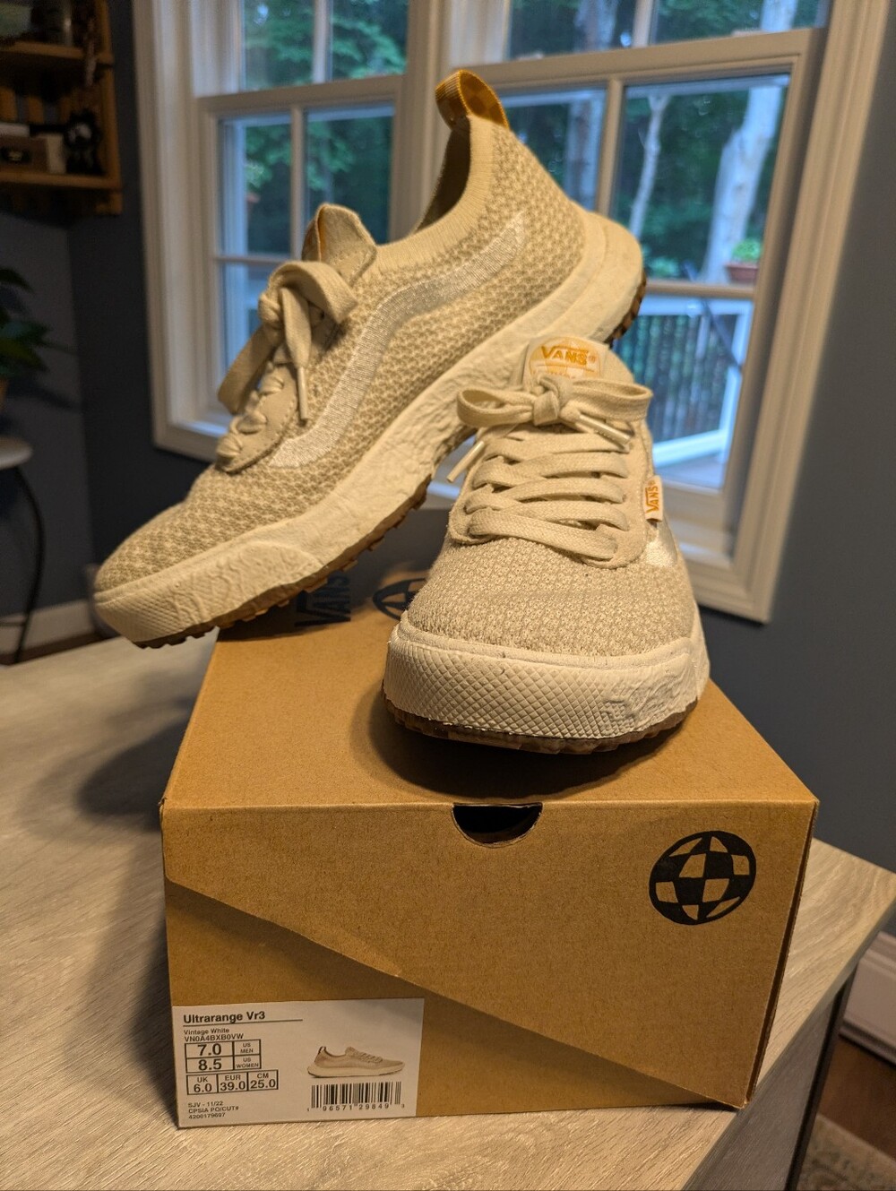 Vans Ultrarange Knit Low Top Sneakers - Cream with Tan Accents